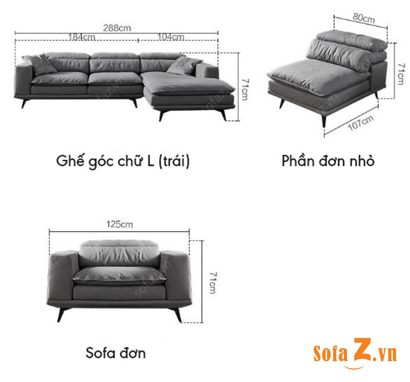 Sofa phòng khách GD525 - Sofa Góc Legas