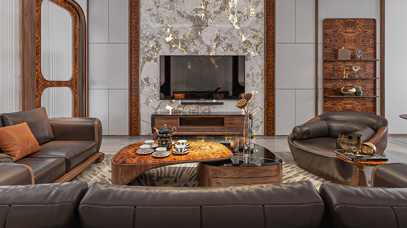 SOFA DA BÒ THẬT VÀ GỖ ÓC CHÓ THỂ HIỆN ĐẲNG CẤP VĨNH CỬU VÀ PHONG CÁCH SỐNG LUXURY - GD1046