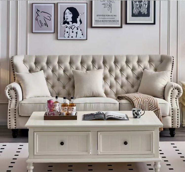 Sofa Vải Patina Retro - Sofa Phòng Khách  - GD1022 Phong Cách Cổ Điển, Thanh Lịch