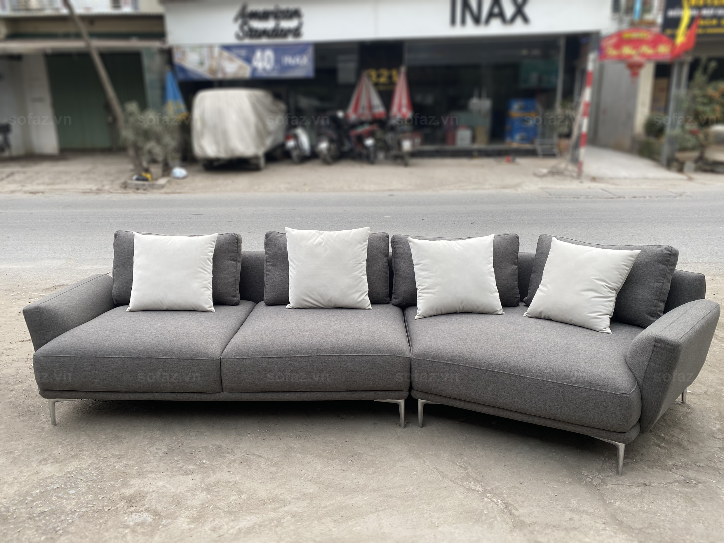 Sofa văng chéo hiện đại bọc vải GD678