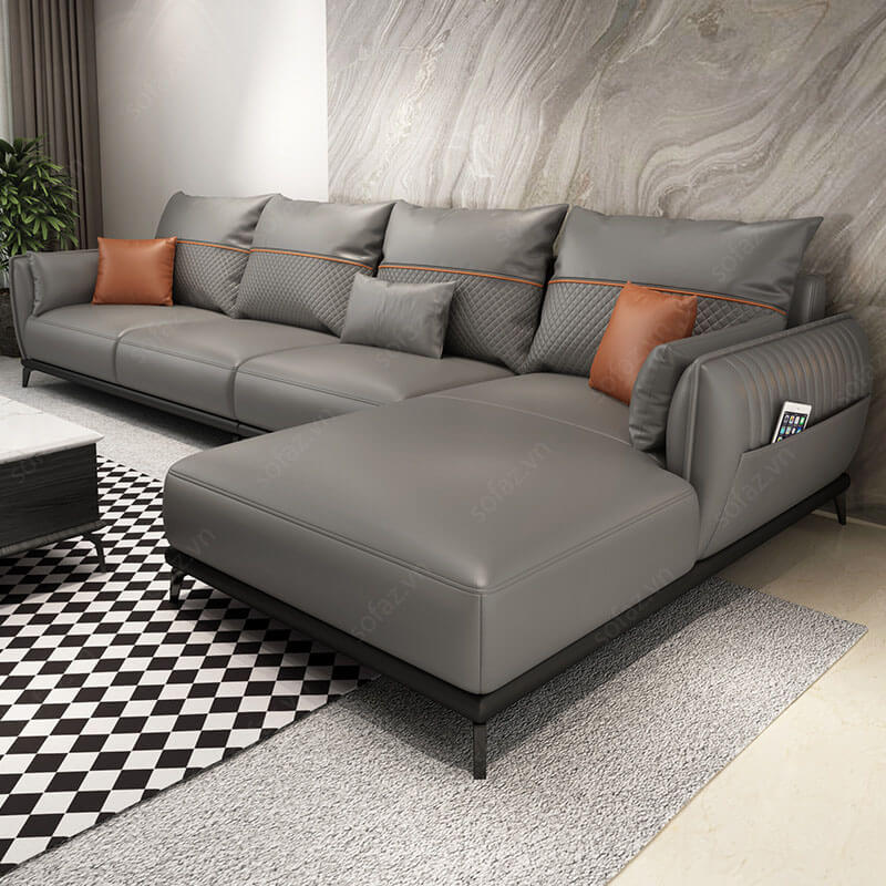 Sofa phòng khách GD542 - Sofa góc da Talian