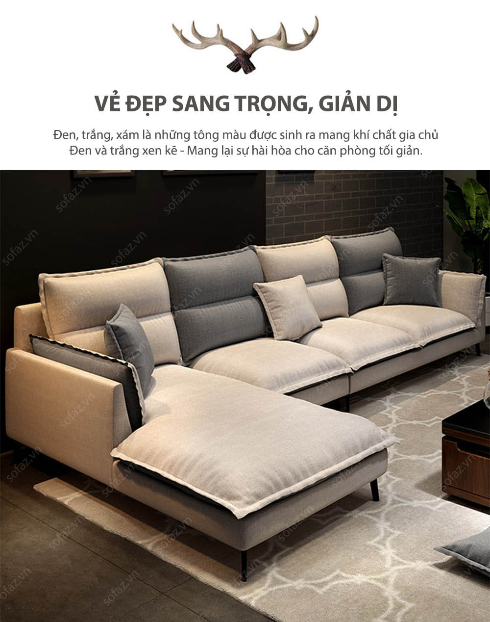 Sofa phòng khách GD526 - Sofa góc Cront