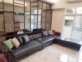 Sofa góc da phòng khách Tân cổ điển - AT84