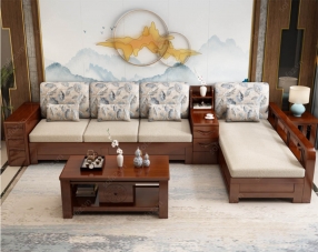 Sofa góc gỗ hiện đại, độc đáo GD342