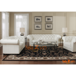 Bộ sofa da phòng khách GD298 sang trọng với chất liệu da và phong cách Tân Cổ Điển