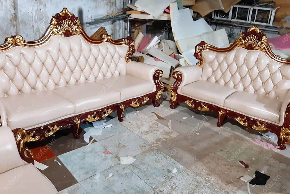 Bộ sofa Tân cổ điển da cao cấp AT16 - Anh Linh, Mỹ Đình