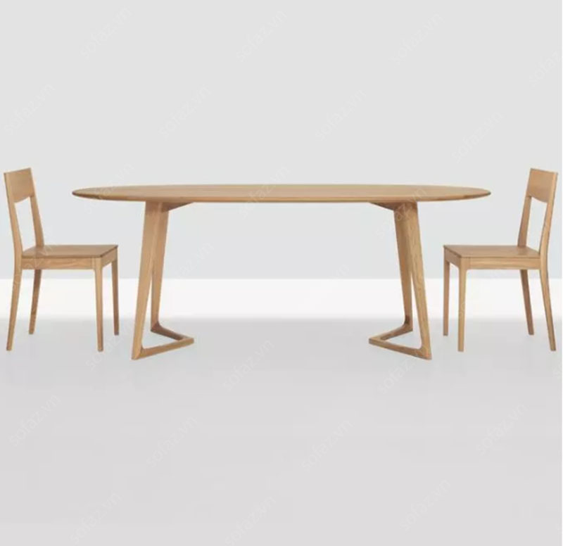 bộ bàn ăn gỗ hình bầu dục