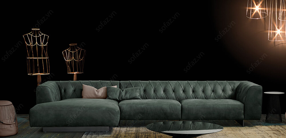 Ghế sofa góc Marlon cao cấp chất liệu da màu nâu socola nhạt